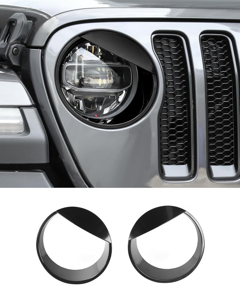 DSWSQ Birds Eyes Front Headlight Trim Cover Frame for 2018-2024 Jeep Wrangler JL/Gladiator JT Front Headlamp Ring Decor (Fit for Sahara/Rubicon/High Altitude/392/Overland/Mojave) - Image 4